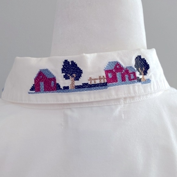 Alfred Dunner vintage cottage cross-stitch button down - Picture 5 of 10